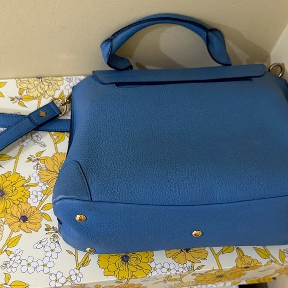 MCM Sky Blue Leather Authentic MCM Shoulder Bag MCM Crossbody MCM Handbag - Picture 4 of 16